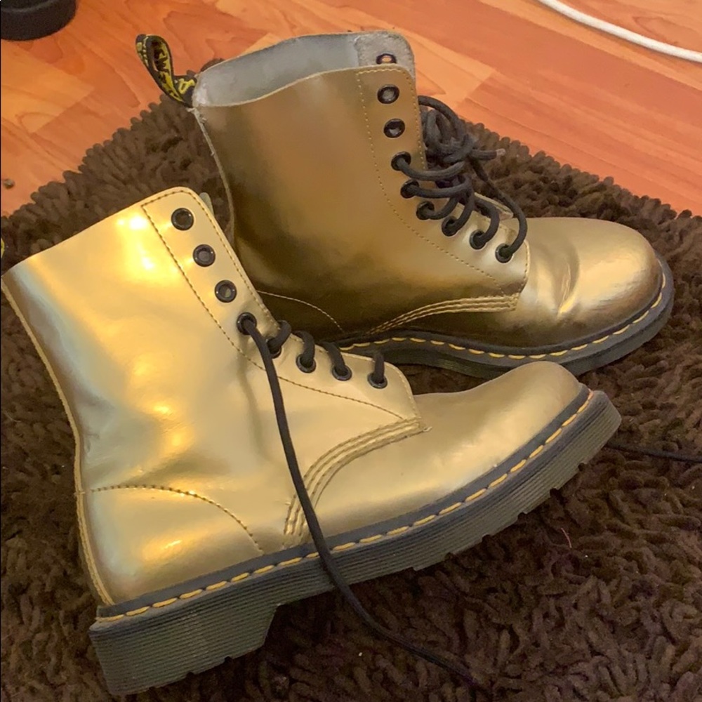 Gold Doc Marten Boots